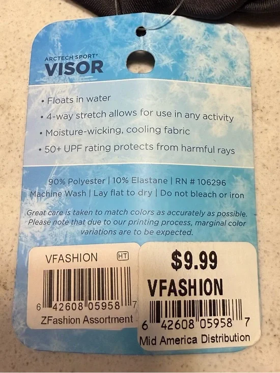 NWT- ZAN Unisex Headgear Arctech Sport Visor in Black-UVF 50-Black Camo-Floats - Picture 3 of 4